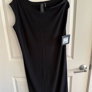 Norma Kamali Drop Shoulder Sleeveless Dress in Black